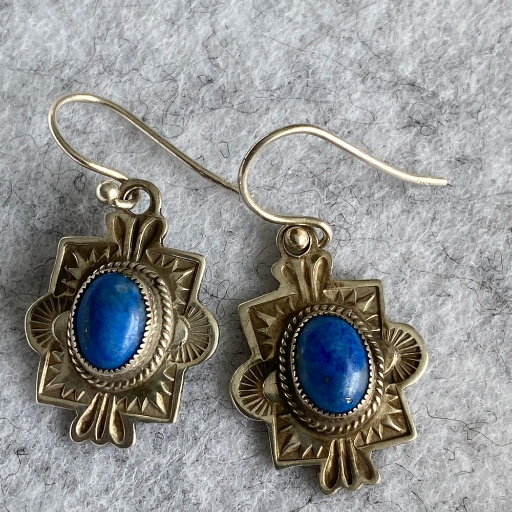Leo Feeney Sterling Silver and Blue Lapis GemStone Earrings